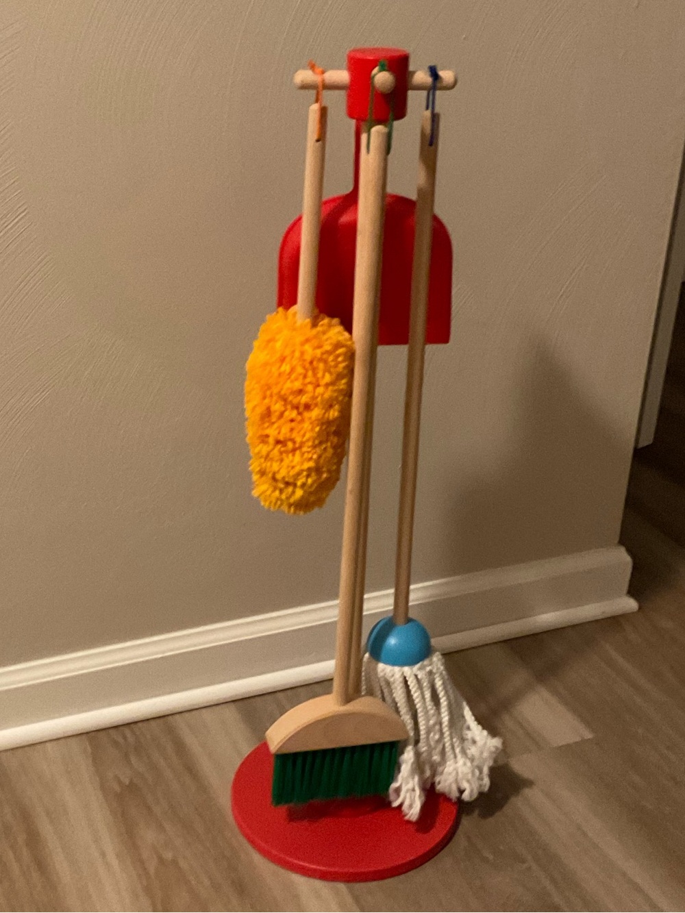 Melissa & Doug Wooden Cleaning Set in Red, Yellow, Blue, Green